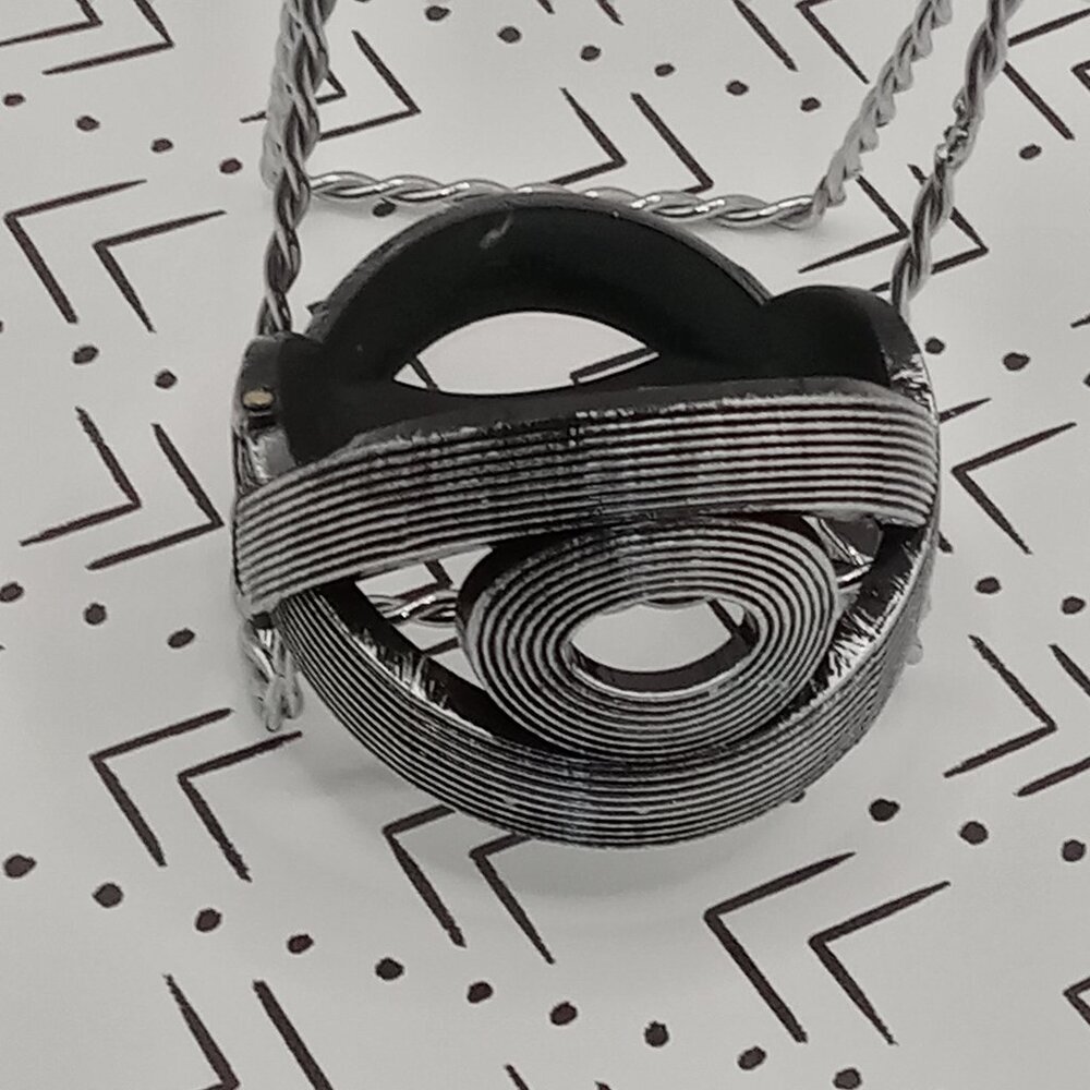 Braided BRACELET Snap On Cuff Plastic Bangle Swirls EYE Shape Silver Stripe